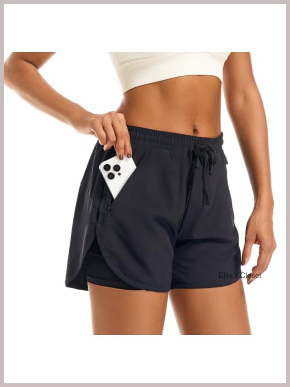 Women's 2 in 1 Running Shorts with Zipper Pockets Quick Dry